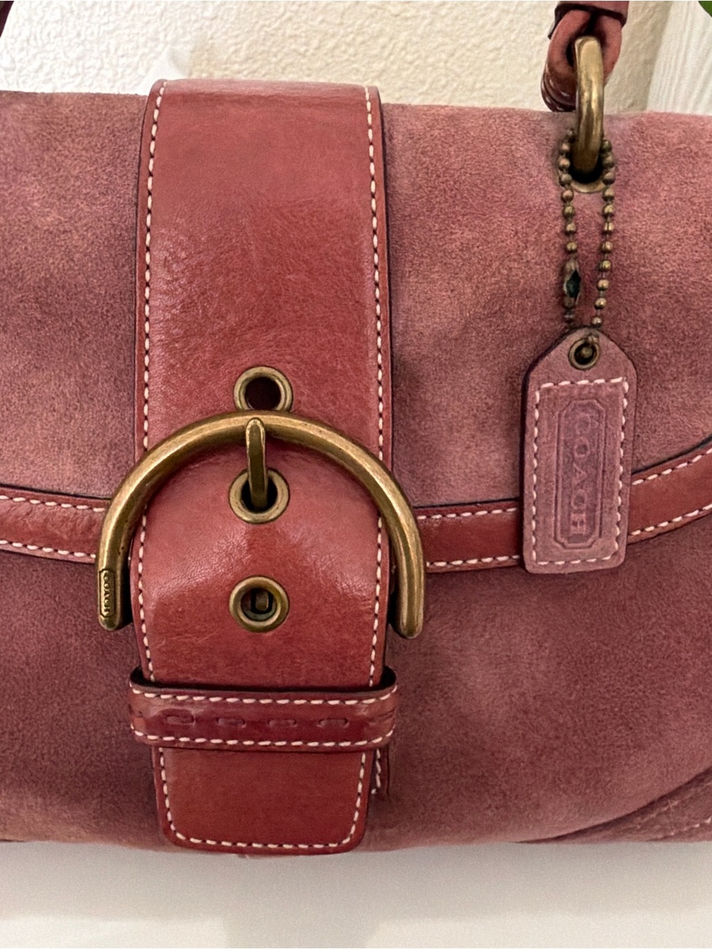 Vintage Y2K coach soho Pink Suede Leather Shoulder Bag - Picture 3 of 7